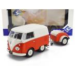 VW T1 van с тележкой 1950 оранжевый / белый SOLIDO 1/18