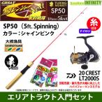 【ナイロン3lb糸付き】【トラウト入門セット】●グレート鱒レンジャー ネクスト SP50 シャインピンク＋ダイワ　20 クレスト LT2000S＋ラブスプーン2.0g×6個