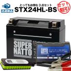 ショッピングハーレー バイク バッテリー ハーレー用STX24HL-BS (シールド) 66010-82B互換 お得3点セットUSBチャージャー+充電器+バッテリー バイクでスマホ充電