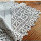 クロシェレースとドロンワーク　リネン テーブルクロス イギリスヴィンテージ
