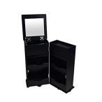 ジュエリーケース ドレッサー 鏡付き ジュエリーボックス 三段引き出し付き 収納 ボックス 整理 コスメワゴン コスメ イヤリング 収納ボックス 黒 08081bk