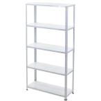ショッピングスチールラック 5段 スチールラック ホワイト 粉体塗装 約幅87×奥行31×高さ92.5〜167.5cm 高さ調節 スチール棚 スチールシェルフ オープンラック 収納ラック 白 5stlrs52wh