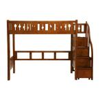 ショッピング二段ベッド 階段付きロフトベッド システムベッド ホルムアルデヒド未使用 階段付き パイン材 木製ベッド 二段ベッド シングルベッド すのこベッド ブラウン