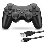 ショッピングPS3 PS3 用 ワイヤレスコントローラー 6軸センサー DUAL SHOCK3 ゲームパット 互換対応 USB ケーブル 日本語説明書 付き(〓)