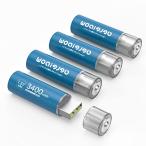 Deleipow 単3形 リチウム電池 単3形充電池 4本セット USB充電式 リチウムポリマー 3400mWh 1.5V定出力 2時間フル充電 約1500回使用可能 直接充電 電池ケース付属