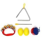 教育 遊戯 楽器 5点 セット (トライアングル カスタネット ハンドベル エッグシェーカー) 子供 知育 玩具