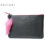 オルチアーニ ORCIaNI  イタリア 本革 レザー 小物入れ ケース ポーチ ブラック×ピンク LEATHER ACCESSORY CASE