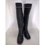 マウジー moussy ブーツレディース S STUDDED KNEE LONG BOOTS 黒系  中古 古着 1700