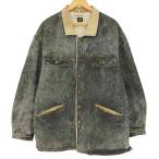 Lee(リー) 70-80s ケミカルウォッシュ ブラックデニム 裏ボア カバーオール シェルパ メンズ 中古 古着 0247