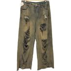 ショッピングforever21 FOREVER 21(フォーエバー21) ヴィンテージライク ダメージ ローライズ ワイド デニム パンツ 中古 古着 0943