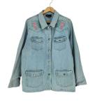 Denim＆Co(デニムアンドコー) フラワー刺繍デニムジャケット レディース  XL 中古 古着 0425