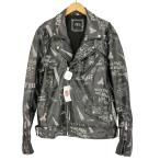 ZARA(ザラ) グラフィティー レザーダブルライダースジャケット メンズ import：XL  中古 古着 0423