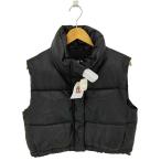 ショッピングzara ZARA(ザラ) Faux Leather Puffer Vest フェイクレザー クロップド 中綿 パフ 中古 古着 0246