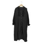 ショッピング古着 nest Robe(ネストローブ) リネンスカラップレース ブラック ドレス フリル ワンピース  レディ 中古 古着 0943