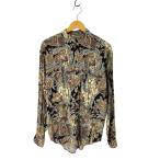 ショッピングused USED古着(ユーズドフルギ) レーヨン100％ バンドカラー シャツ メンズ import：L  中古 古着 0243