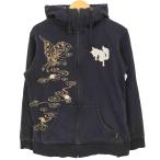 ショッピングused USED古着(ユーズドフルギ) {{今昔 -KON-JAKU-}} 蓮 キツネ ジップパーカー メンズ J 中古 古着 1242