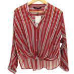 ZARA(ザラ) ラメ ストライプ シアー シャツ ブラウス レディース import：XS  中古 古着 0204