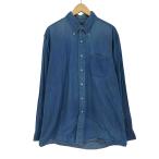 LANDS END( Ran z end ) 90-00s USA производства хлопок Denim кнопка down рубашка мужской б/у б/у одежда 0203