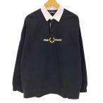 FRED PERRY( Fred Perry ) Logo вышивка Rugger рубашка мужской L б/у б/у одежда 1012