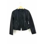 ザラ ZARA ノーカラー裾フリルフェイクレザーライダース レディース M 中古 ブランド古着バズストア 200331