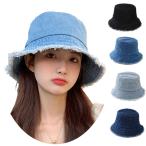 バケットハット デニム 切りっぱなし つば広 帽子 コットン 無地 ハット メンズ レディース 春 夏 秋 HAT 1591