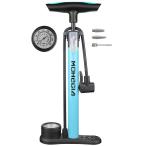 MOHEGIA自転車空気入れ/フロアポンプ/仏式 米式 英式バルブ対応/エアゲージ付 160PSI-青