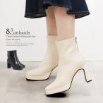 セール ショートブーツ スクエアトゥ チャンキーヒール ハイヒール 9879