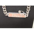 美品 クリスチャン ディオール Christian Dior ロゴ プレート チョーカー ネックレス ペンダント 喜平 チェーン 【中古】ba935