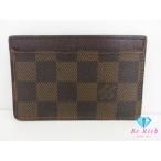  Louis Vuitton LOUIS VUITTON футляр для карточек Damier porutokarutosa-n тянуть N61722ebenLV Logo чехол для проездного билета ID карта [ б/у ]bc2247