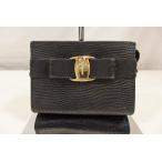 Yahoo! Yahoo!ショッピング(ヤフー ショッピング)サルヴァトーレ フェラガモ Ferragamo ヴァラ ポーチ 223057 リザード 型押し レザー ブラック 黒 リボン アクセサリーポーチ 化粧ポーチ バッグ【中古】 bc757