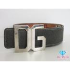 ドルチェ アンド ガッバーナ Dolce & Gabbana メンズ ベルト スエード レザー グレーシルバー 金具 ロゴ 小物 紳士 【中古】 bh2676