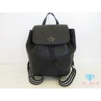 ケイトスペード kate spade ロージー ミディアム フラップ バックパック リュック KB714 黒 ブラック ぺブル レザー 【中古】 bk10216