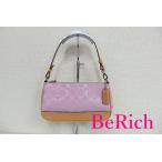 コーチ デミポーチ 6094 シグネチャー 茶 ブラウン ピンク キャンバス レザー コスメ アクセサリー ハンドバッグ COACH 【中古】bk6472