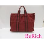  Hermes HERMES Fourre Tout MM красный красный парусина большая сумка ручная сумочка ручная сумка посещение школы ходить на работу сумка [ б/у ] bk7816