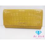 ミュウミュウ miumiu 二つ折り 長財布 5M1109 マスタード イエロー パテント レザー ロゴ ウォレット 【中古】 bs2390