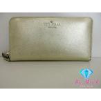 ケイトスペード kate spade ラウンドファスナー 長財布 PWRU 4065 ゴールド レザー ロゴ 二つ折り財布 ロング ウォレット 【中古】 bs3487