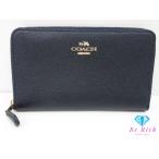 ショッピングコーチ 財布 コーチ ラウンド ファスナー 長財布 58584 紺 ネイビー レザー COACH ロング ウォレット 【中古】bs4294