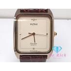 ウォルサム WALTHAM ダイナックス メンズ 腕時計 スクエア 白 ホワイト 茶 ブラウン 超硬合金 SS レザー クォーツ【中古】 bt3266