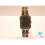 シャネル CHANEL プルミエール M H0001 レディース 腕時計 GP レザー スクエア ブラック ゴールド  クォーツ【中古】【送料無料】 bt3507