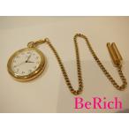 リコー RICOH 懐中時計 ポケットウォッチ 白 ホワイト 文字盤 SS ゴールド QZ クォーツ ...