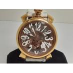 ガガミラノ GAGA MILANO マヌアーレ 48 MM 手巻き メンズ 腕時計 5311-01 スケルトン 白 SS GP レザー ブレス【中古】【送料無料】 ht5403