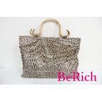 サマンサタバサ トートバッグ フェイク ファー ウッド 茶 ブラウン ヒョウ 柄 レオパード ハンドバッグ SamanthaThavasa 【中古】 sh1128