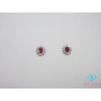 Pt900 プラチナ ルビー ダイヤモンド 0.16ct 0.16ct 付 デザイン スタッド ピアス メレ 宝石 ジュエリー アクセサリー 【中古】th13392