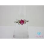Pt900 プラチナ ルビー 0.66ct ダイヤモンド 0.27ct 付 デザイン リング 指輪 9号 メレ 宝石 ジュエリー 【中古】【送料無料】 th13592