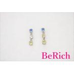 ホワイトとカラーゴールドのラインストーンピアス