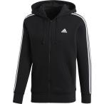 adidas アディダス M ESSENTIALS 3ストライプス スウェットフルジップパーカー （裏起毛） BUN16 ブラック／ホワイト