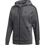 adidas アディダス M ESSENTIALS 3ストライプス スウェットフルジップパーカー （裏起毛） BUN16 Dグレウヘザー／ブラック