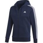 adidas アディダス M ESSENTIALS 3ストライプス スウェットフルジップパーカー （裏起毛） BUN16 カレッジネイビー／ホワイト