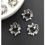 ショッピングクリスマスリース 値下げ チャーム クリスマス リース 銀 10個セット 14mm ビーズクラブ