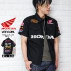 VANSON バンソン HONDA ホンダ 半袖 シャツ コラボ ワンスター 刺繍 バイカー ハーレー メンズ hrv-2406